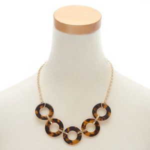 Eliza Gracious Long Tortoiseshell Resin Loop Necklace Tortoiseshell